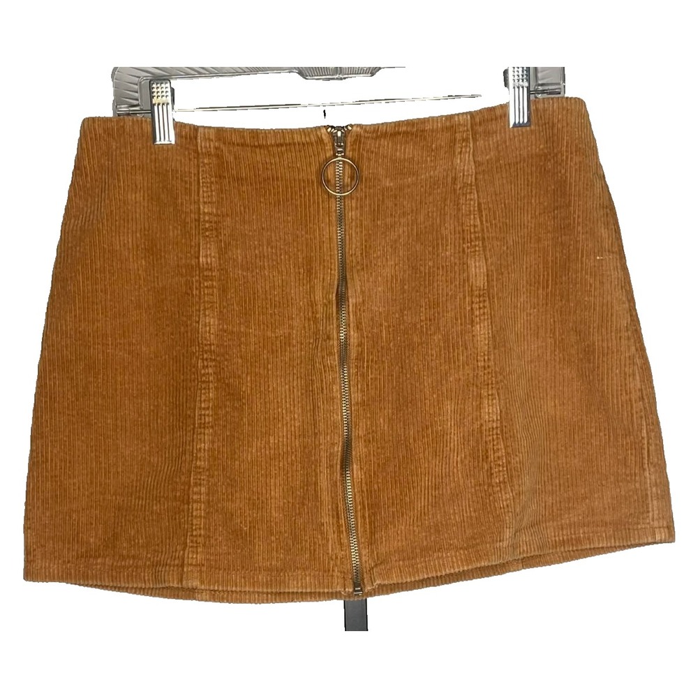 Chloe & Katie Camel Brown Corduroy‎ Zip Womens Size XL A-Line Mini Skirt Fall